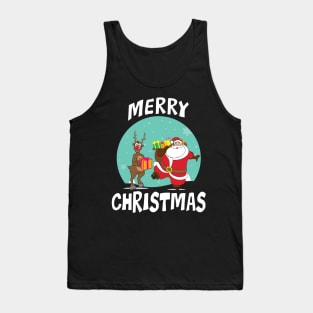 'Merry Christmas ' Adorable Christmas Santa & Reindeer Tank Top